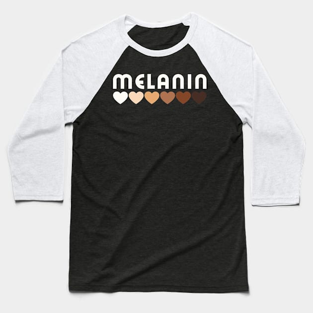 Melanin, hearts, afro, black woman, African American, Black Girl Magic Baseball T-Shirt by UrbanLifeApparel